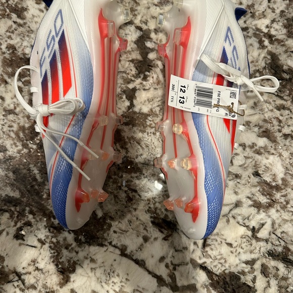adidas F50 Pro FG Cloud Red White Blue Men's 12 Soccer Cleats IE0596 NBY - Picture 3 of 6